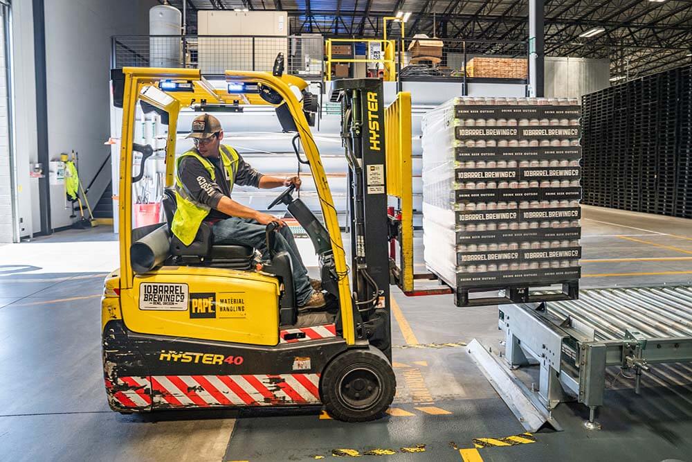 forklift in amazon warehouse